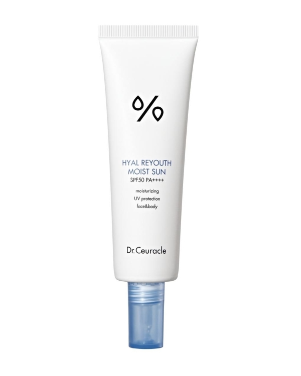 Флюид Dr.Ceuracle Hyal Reyouth Moist Sun SPF50+ в белом тюбике с синей крышкой